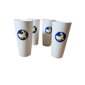 Vintage Set of 4 Goose Tumblers Ducks Drink Cups White Howard Johnson